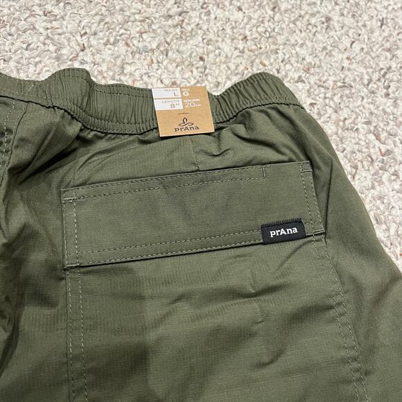 NWT Prana Double Peak Elastic Waist Short Sz L Green 8" Inseam Hiking Outdoor - Picture 6 of 6